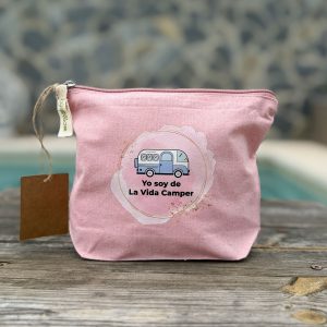 Neceser rosa Yo soy de la Vida Camper de algodón reciclado con cierre de cremallera